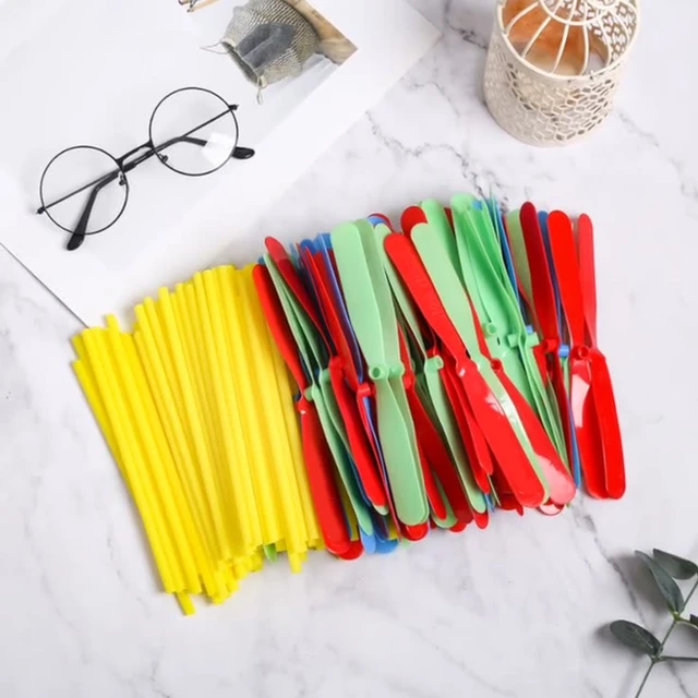 100Pc/Set Kids Multicolored Bamboo-copter Toy Novelty Plastic Dragonfly Flying Propeller Children Outdoor Toys Flying Arrow Gift 2