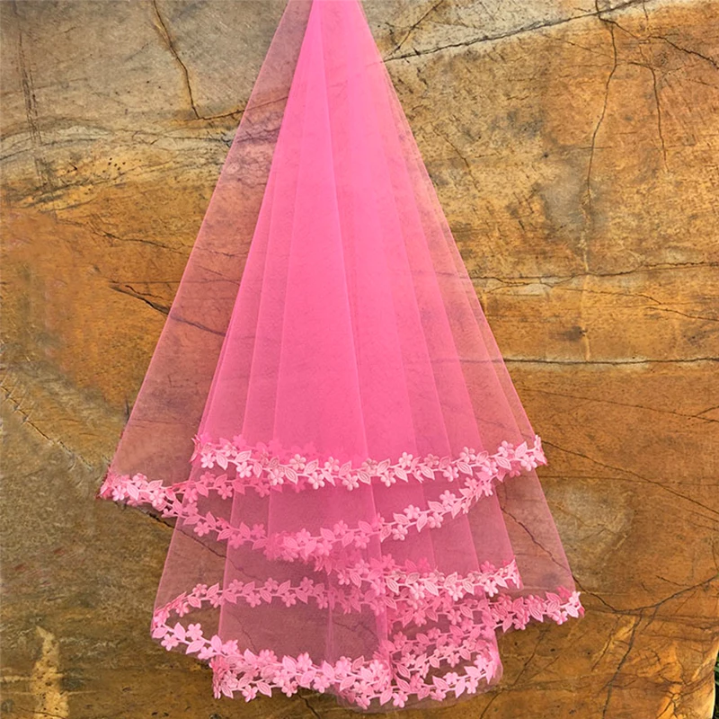 Cathedral Wedding Veil 10 Colors White Pink Purple Burgundy Black Ivory Veil Wedding Lace Edge Bridal bridal veil