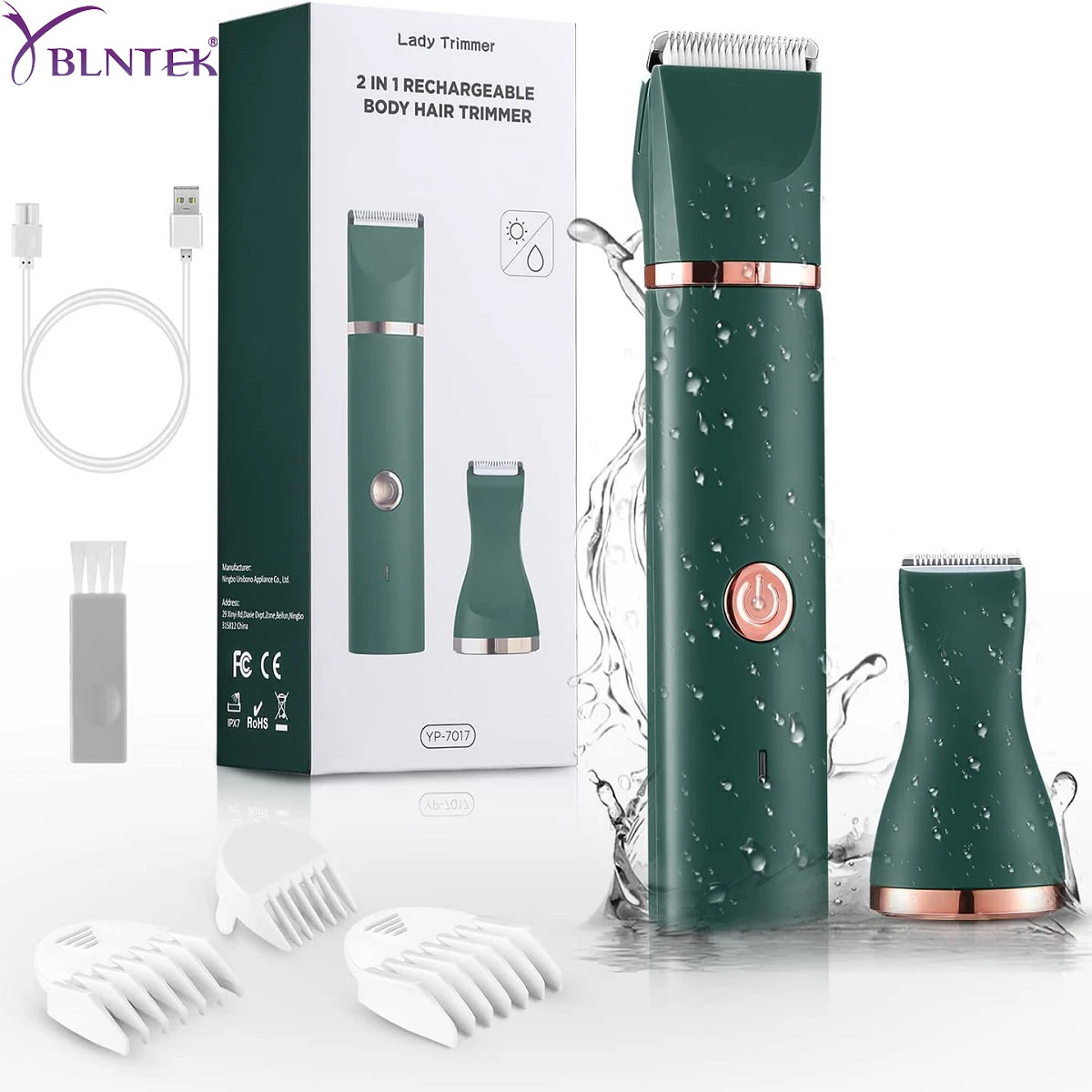 YBLNTEK 2 in 1 Electric Bikini Trimmer for Women Clipper Pubic Hair