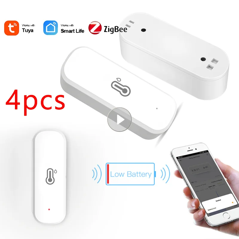 

Temperature And Humidity Sensor Portable Temperature Humidity Sensor Battery Powered App Remote Control Remote Monitor Tuya Wifi