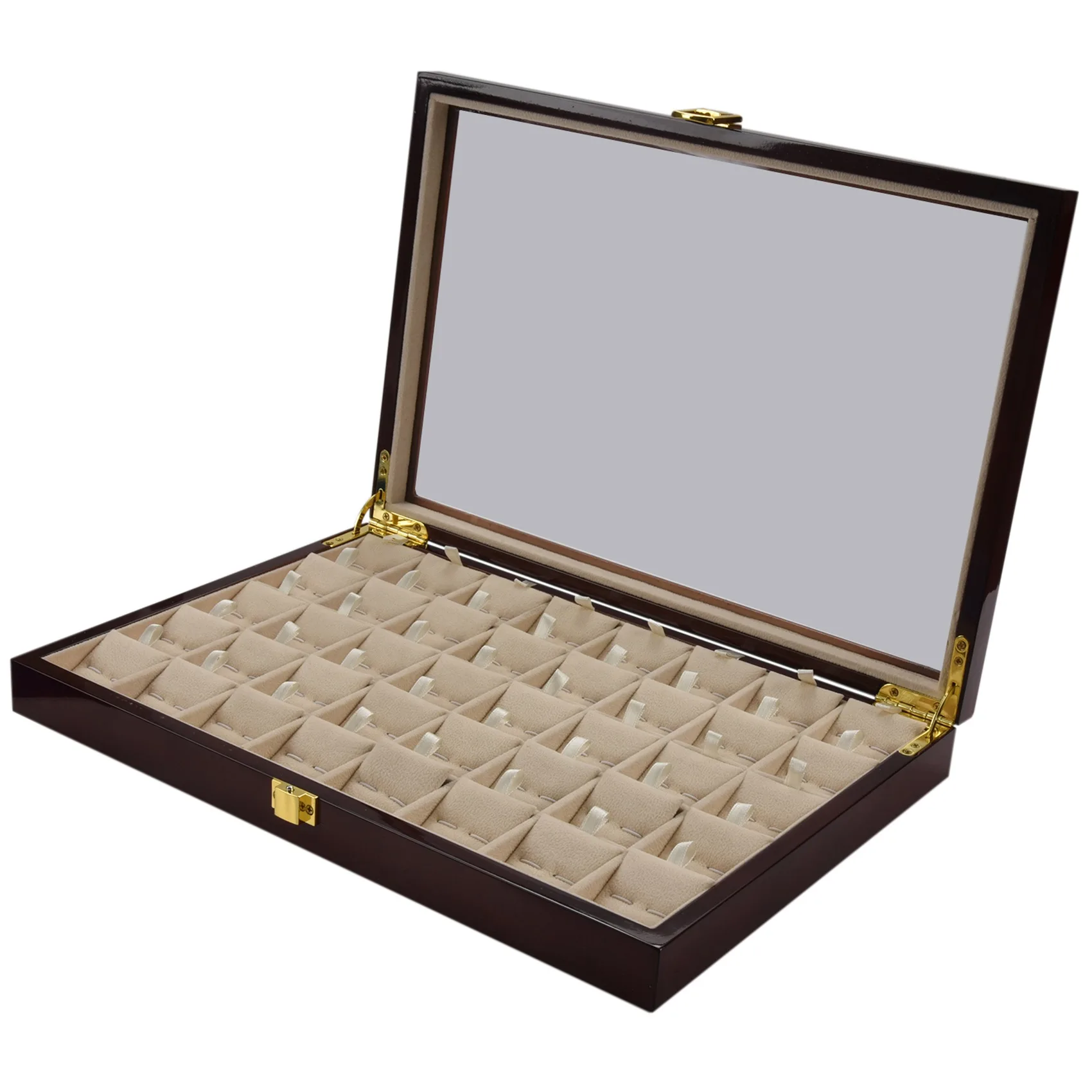 

40 Pairs Cufflink and Tie Clip Storage Box for Men Fashion Painted Wooden Ring Earring Collection Jewelry Display Box