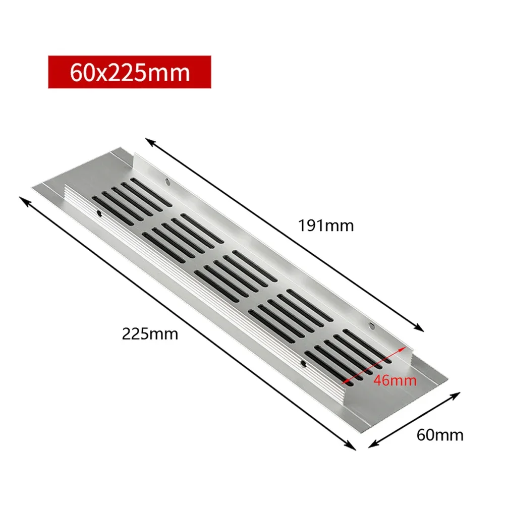 Air Vent Grille 60mm Aluminium Rectangular Cabinet Wardrobe Ventilation Cover Plate