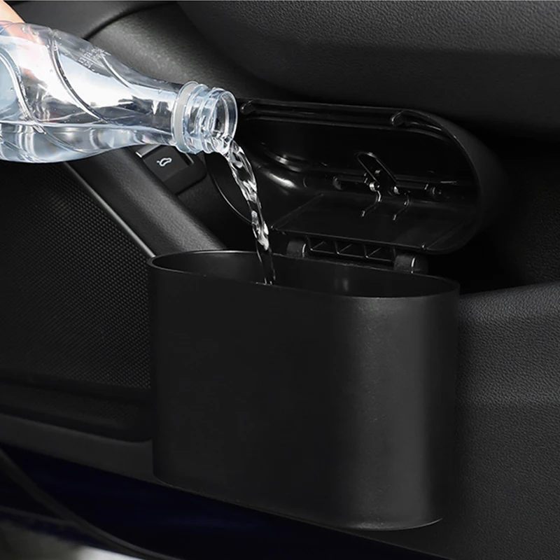 Car Trash Bin Hanging Vehicle Garbage Dust Case Storage Box Square Pressing Type Trash Can Universal Auto Interior Accessories