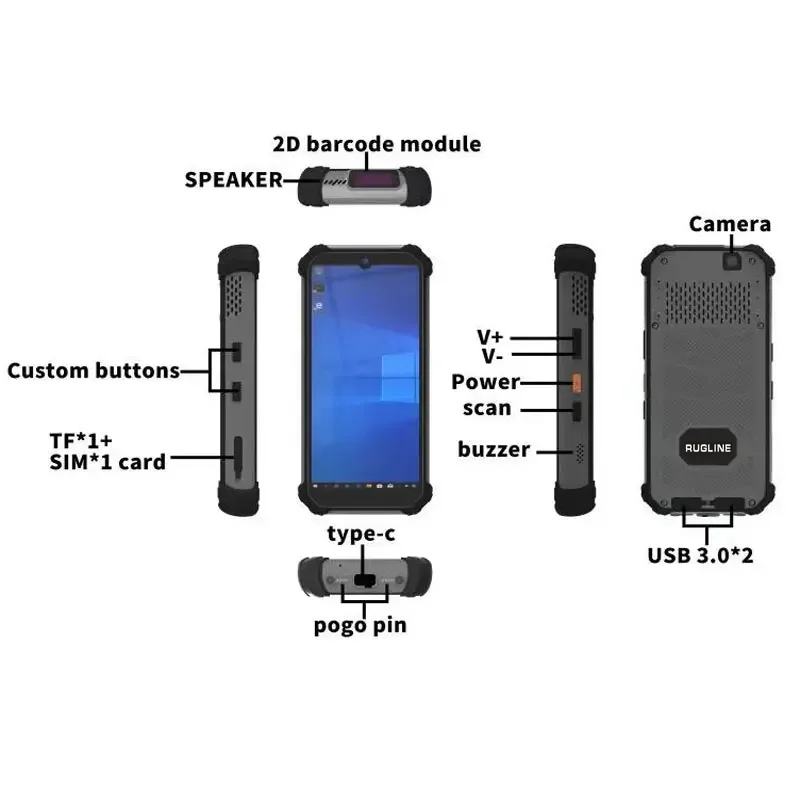Windows 11 OS 6.5 Inch Mini Rugged Tablet PC 4G Lte Wifi Bluetooth 8G RAM 256GB Barcode Scanner Intel N100 Handheld PDA Terminal