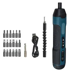 Compact Cordless Rechargeable Electric Screwdriver - Multi-Function Power Tool with Adjustable Torque (20pcs)