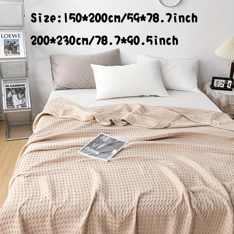 Plain Waffle, high-grade cotton edge, 200 * 230/150 * 200cm two sizes, high-grade cotton towel, soft breathable and light 4