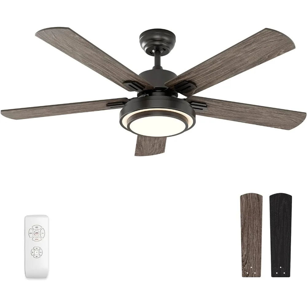 

warmiplanet Ceiling Fan with Lights Remote Control, 52 Inch, Black (5-Blades)