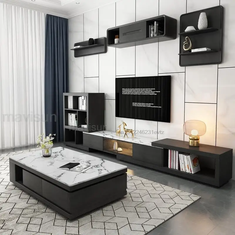 Simple Slate Living Room Coffee Table And Tv Cabinet Set High