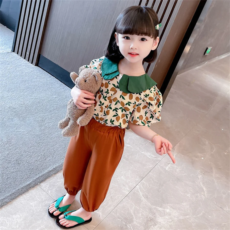 

2 Piece Set Baby Girl Clothes Girls Summer Clothes Set Short Sleeved T Shirts Shorts Cute Cotton Tops Kids Tracksuit Soft Outfit