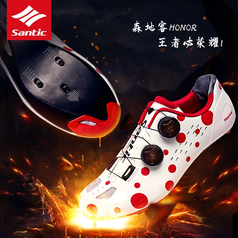 SANTIC Carbon Fiber Sole Road Cycling Shoes Anti-skid Professional Racing Bicycle Self-Locking Shoes Bike Riding
