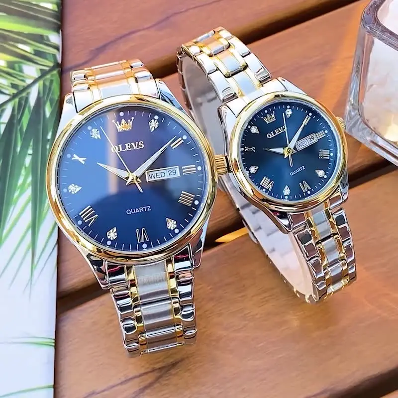 SOIMISS 4 Pcs Couple Watch Valentines Day Present Diamond Watches Day Date Watches Thanksgiving Watch Clock Fashion Casual Mirror Material: Mineral St MASTOP Couple Watches Swiss Brand Golden Watch Men Women