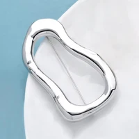 Wuli&baby Stainless Steel Big Circle Brooches Pins For Women Men 2-color All-match Geometric Brooch Gifts 6