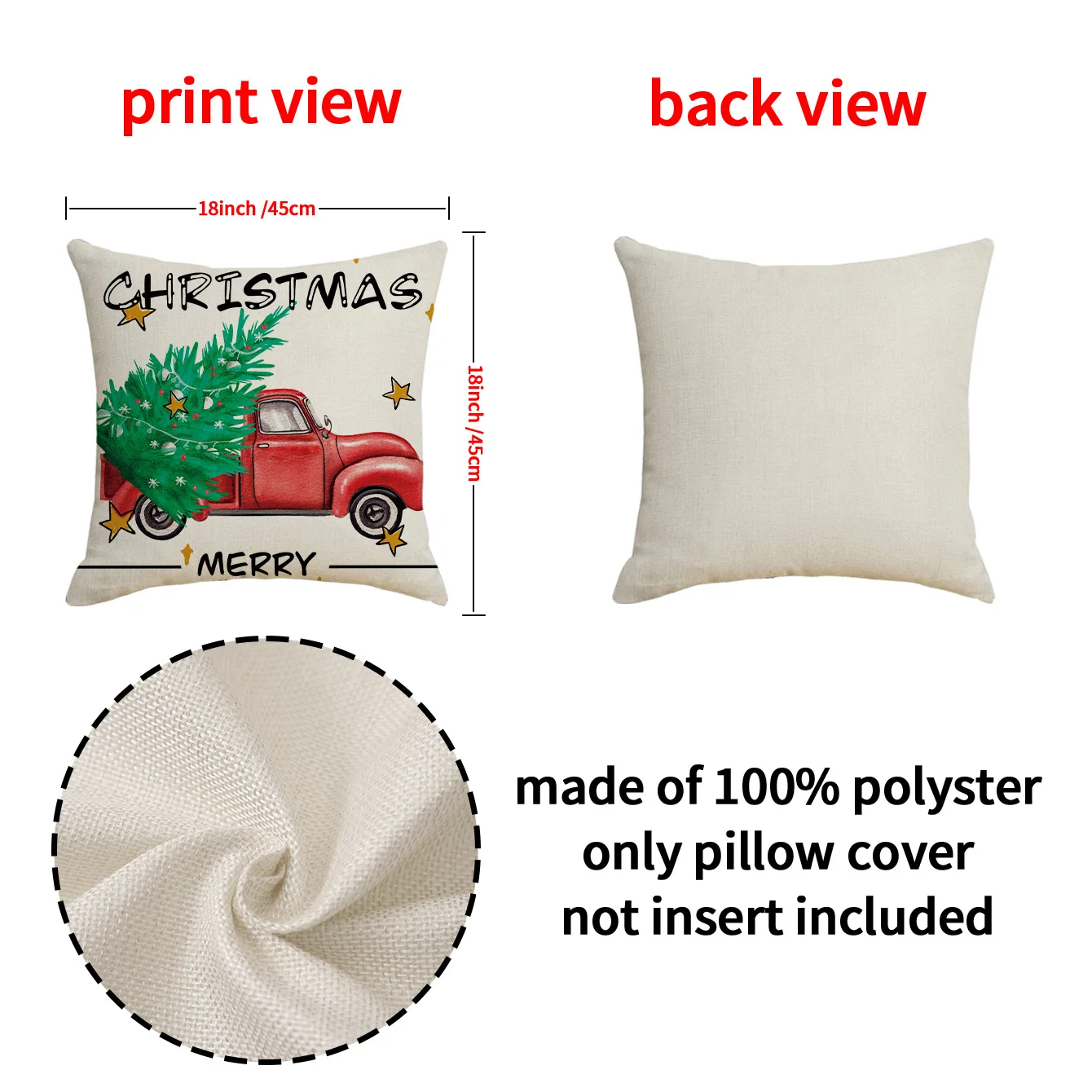 2 Federe Per Cuscino 45x45 Cm In Cotone E Lino Con Ricamo Fiocco Di Neve, Bianco, Natalizie - 4