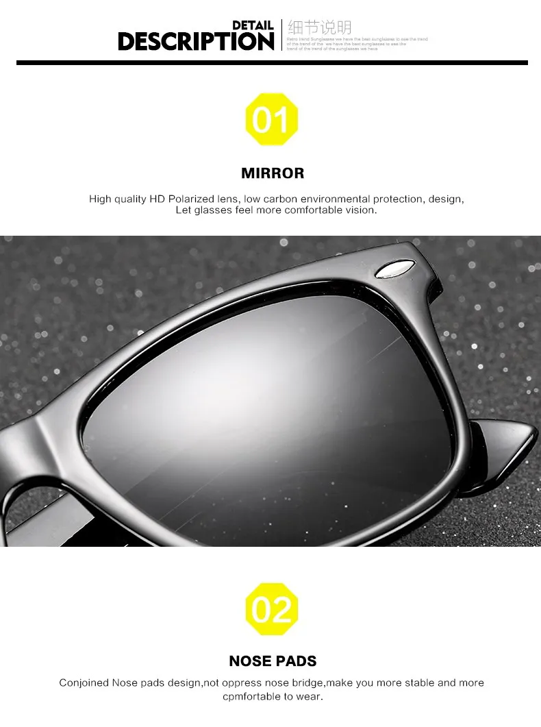 HJYBBSN Unisex Retro Polarized Sunglasses Mirror Lens Vintage Sun Glasses For Men Women Polaroid sunglasses uv400 retro de sol reader sunglasses