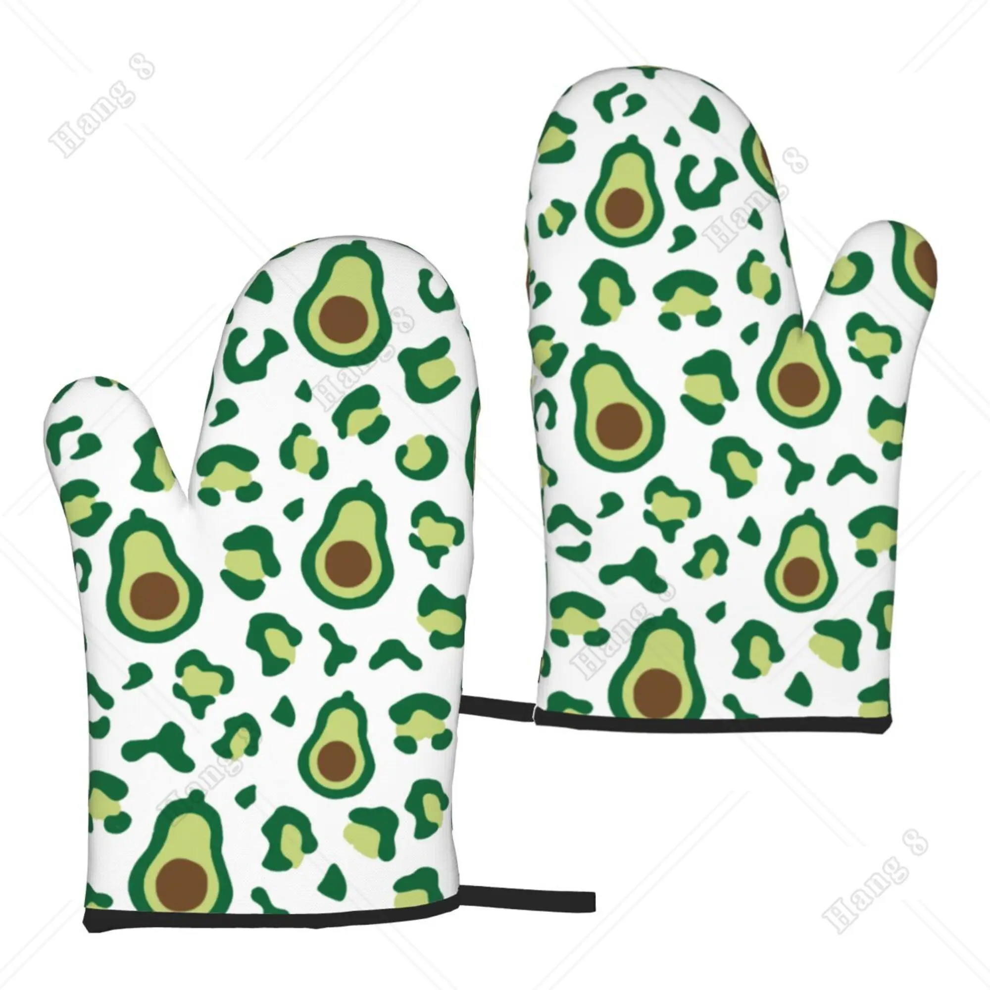 

Leopard Print Avocado Oven Gloves One Size Women Men Kitchen Accessories Oven Mitts 2pcs Heat Resistant Bbq Baking Cooking