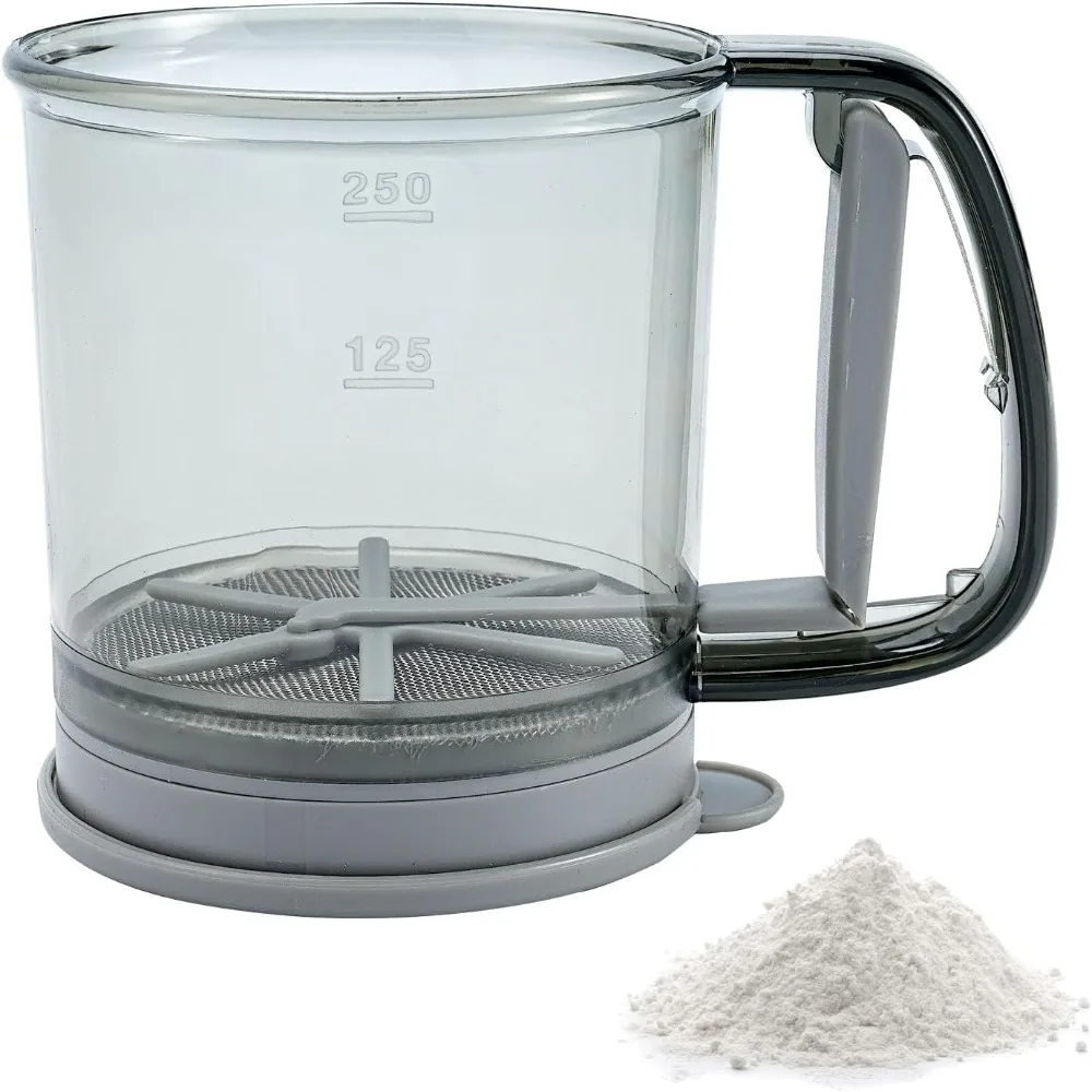 Manual Flour Sifter Fine Mesh Flour Sifter Portable Press Design Powdered Sugar Cocoa Cakes Baking Utensil