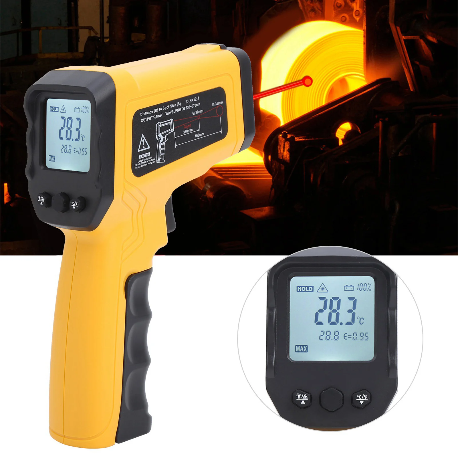 

New Infrared Thermometer Professional Digital IR-LCD Temperature Meter -50℃~550℃ Non-contact Laser Thermometers Pyrometer