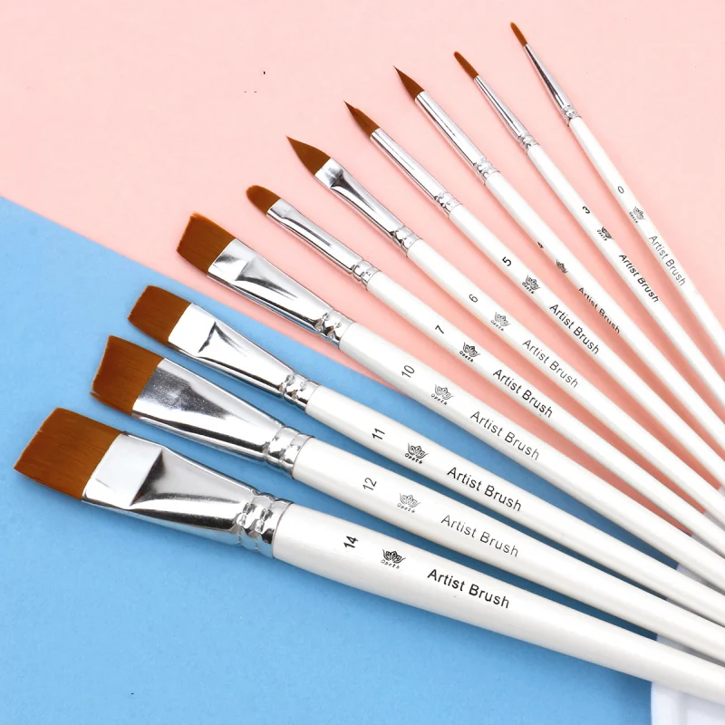 10pcs 다기능 아트 페인팅 브러쉬 세트 아티스트 아트 페인팅 후크 라인 수채화 구아슈 유화 브러쉬 아트 용품