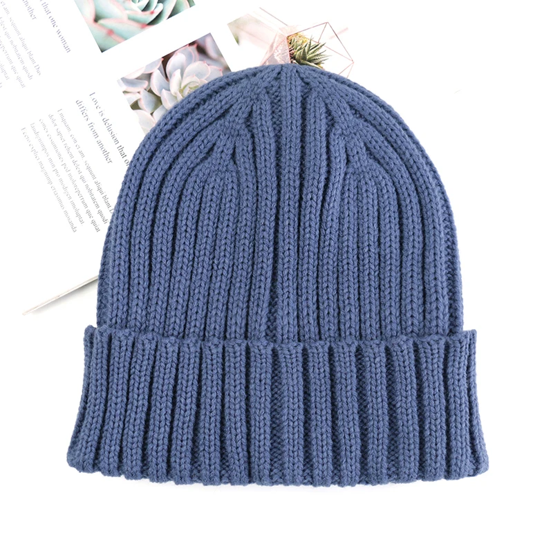 

New Design Fashion Solid Color Stripe Keep Warm Men Knitted Hat Elasticity Autumn Winter Unisex Women's Beanies Caps Winter Hat