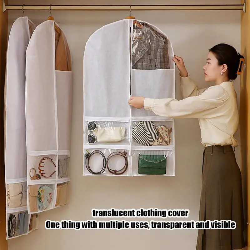 Clothes Covers Protecting Dusts Garment Covers Storage Bag Clothes Bag With Clear Window Garment Protector Clothing Cover 4 Grid 5
