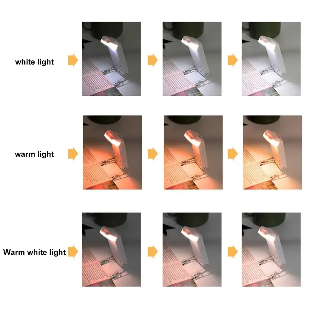 1-5Pcs USB Rechargeable Portable Clip-on LED Reading Light Reading Lamp 90° Rotatable Eye Care Book Lamp for Book Lovers Kids