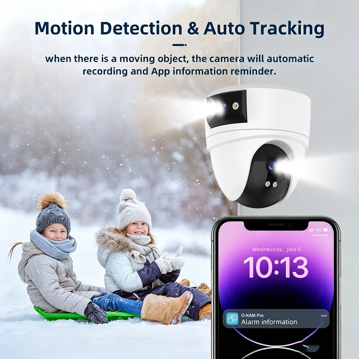 8MP 4K PTZ Security Camera with AI Human Detection - Dual-Lens Dual-Screen Outdoor WiFi IP Cam for Wireless CCTV Surveillance 3