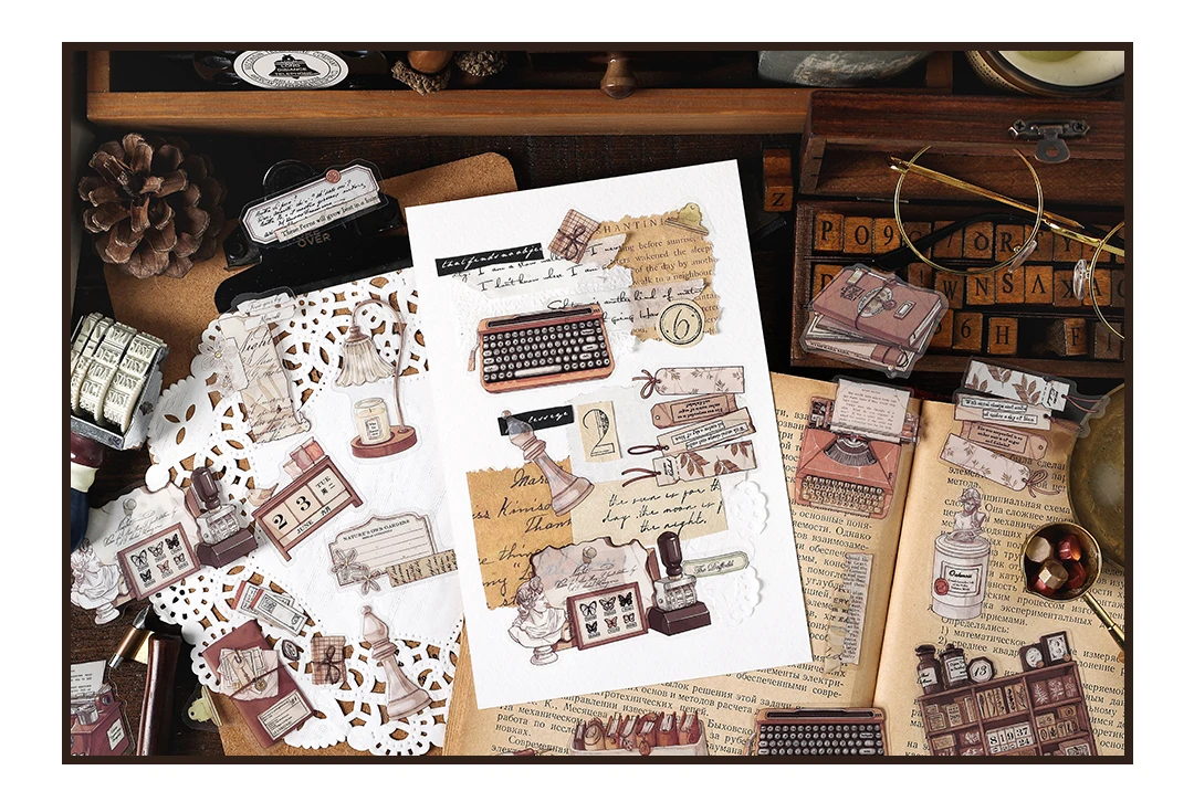 4style 40pcs Vintage Dark Art PET Stickers Creativity Decorative Diary Album Scrapbooking Collage material Junk Journal Supplies