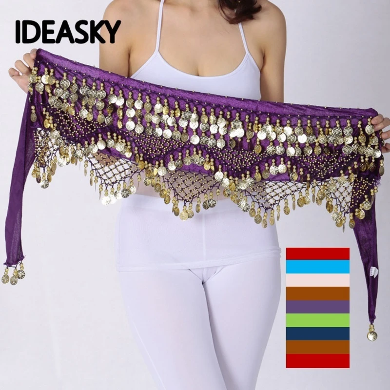 Cinturones de plata con lentejuelas de la india para mujer, bufanda dorada para danza del vientre, cinturón envolvente, falda con cuentas de terciopelo para gitana|belly dance hip|hip scarfbelly dance hip scarf -