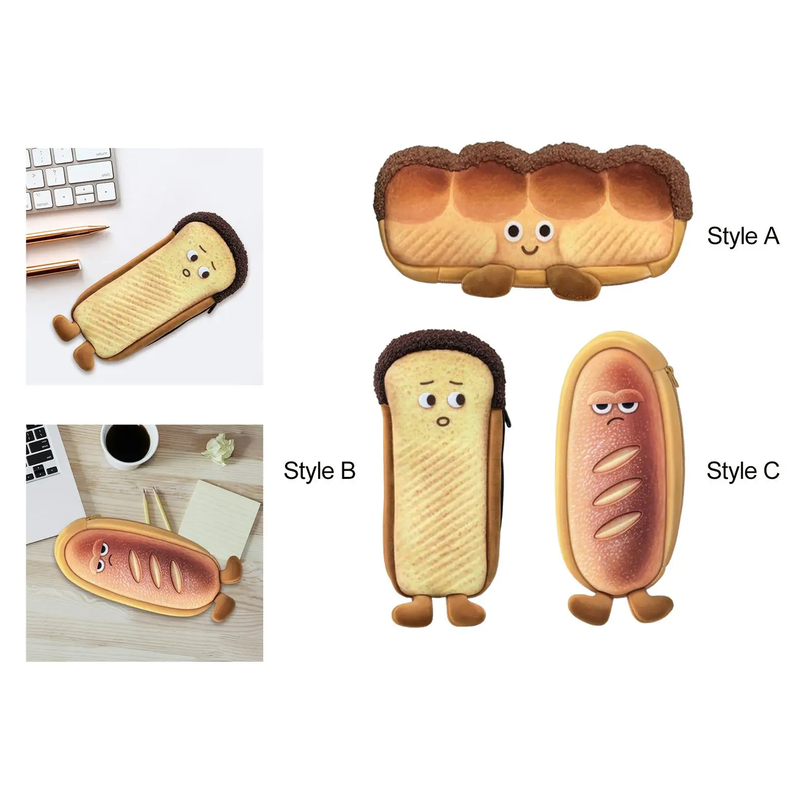 봉제 빵 연필 케이스, 귀여운 인형 빵 모양 가방, 소년 소녀