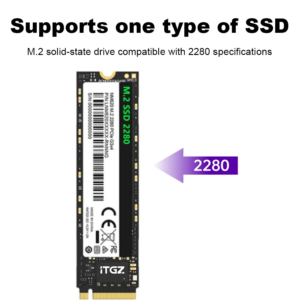 RTL9210B M.2 NVMe/NGFF SSD Enclosure Adapter Screen Display USB 3.2 Gen2 M-Key M2 Case 2280 Aluminum External NVMe Reader