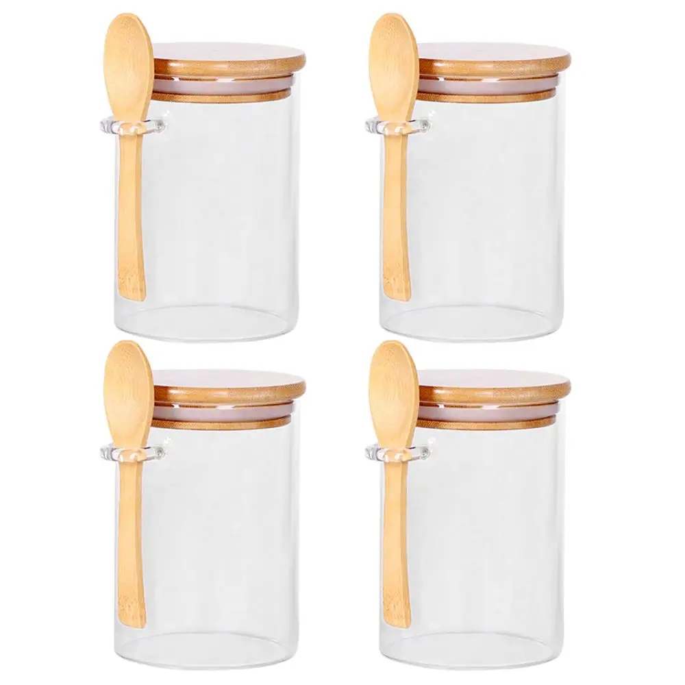 3 Pack Glass Jar with Bamboo Lids Glass Containers Sealed Glass Spice Jars  for Candy Coffee Beans Sugar Nuts Cookies 420ml 450ml - AliExpress