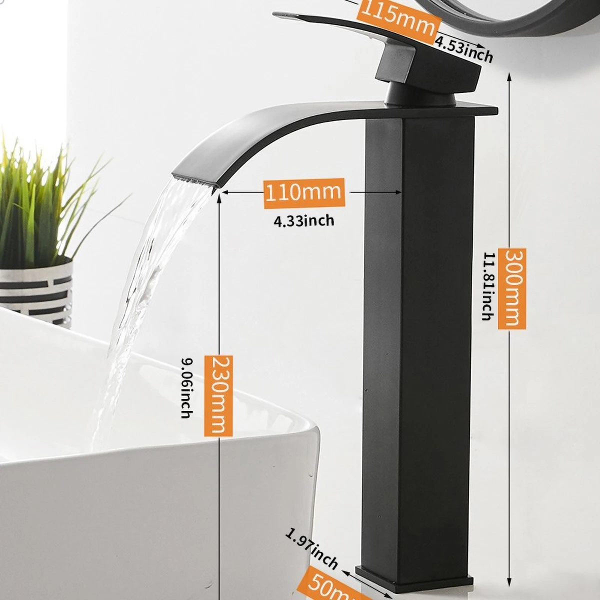 Brass/Stainless Steel Bathroom Mixer Tap - Hot/Cold Water Flat Spout Faucet for Basin Bathtub, Electroplated Anti-Corrosion