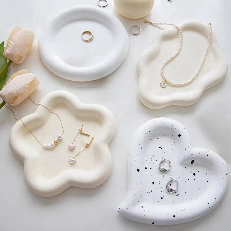 Silicone Mold Heart Tray Resin Mold Cloud Coaster Silicone Molds for Irregular Tray DIY Jewelry Trinket Dish Candle Holder Casting