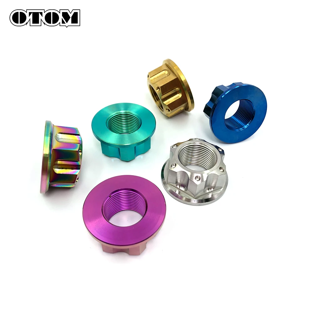 OTOM Titanium Alloy Rear Axle Nut M22*1.5 Flange Nut Burned Hexagon Screw Nuts Fastener HONDA CRF CRF-X KAWASAKI KXF 250 450