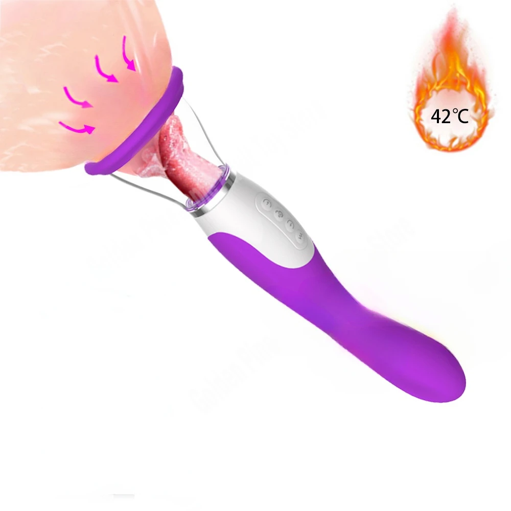 Heating Nipple Sucker Tongue Licking Clitoris Stimulator Vagina Sucking Dildo Vibrator Blowjob for Women Orgasm Masturbator