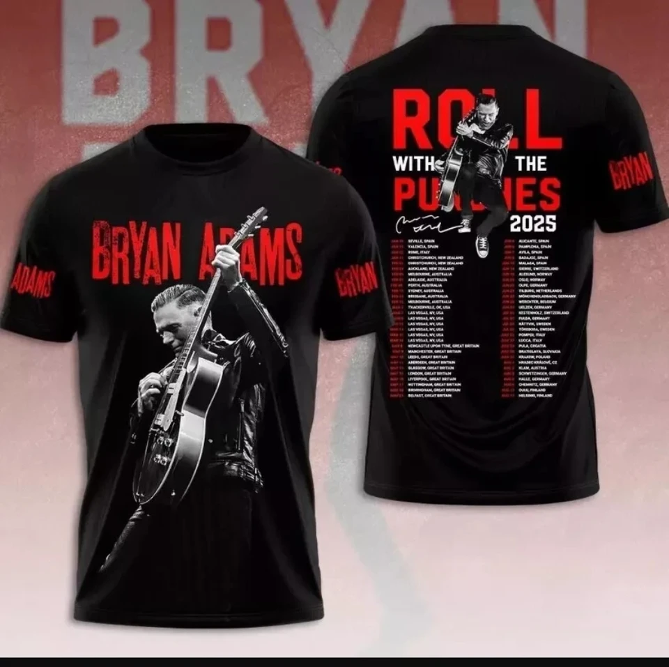Bryan Adams Pattern Print T-shirt Tour 2025 - A Gift for Fans