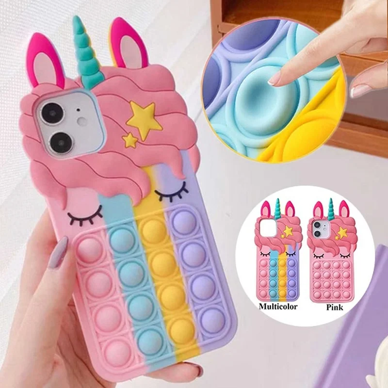 3D Cute Cartoon Pop Toy Case for Samsung S20 FE S21 S8 Plus Note 8 20 Ultra A20E A01 A02 A12 A31 A51 A70 A71 A32 A52 A72 A21 A11 silicone case for samsung Cases For Samsung