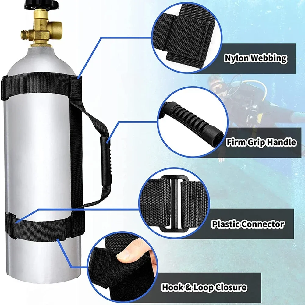 Portable Scuba Diving Tank Handle Air Cylinder Carrier Bottle Holder Strap Adjustable Water Sports Accessories