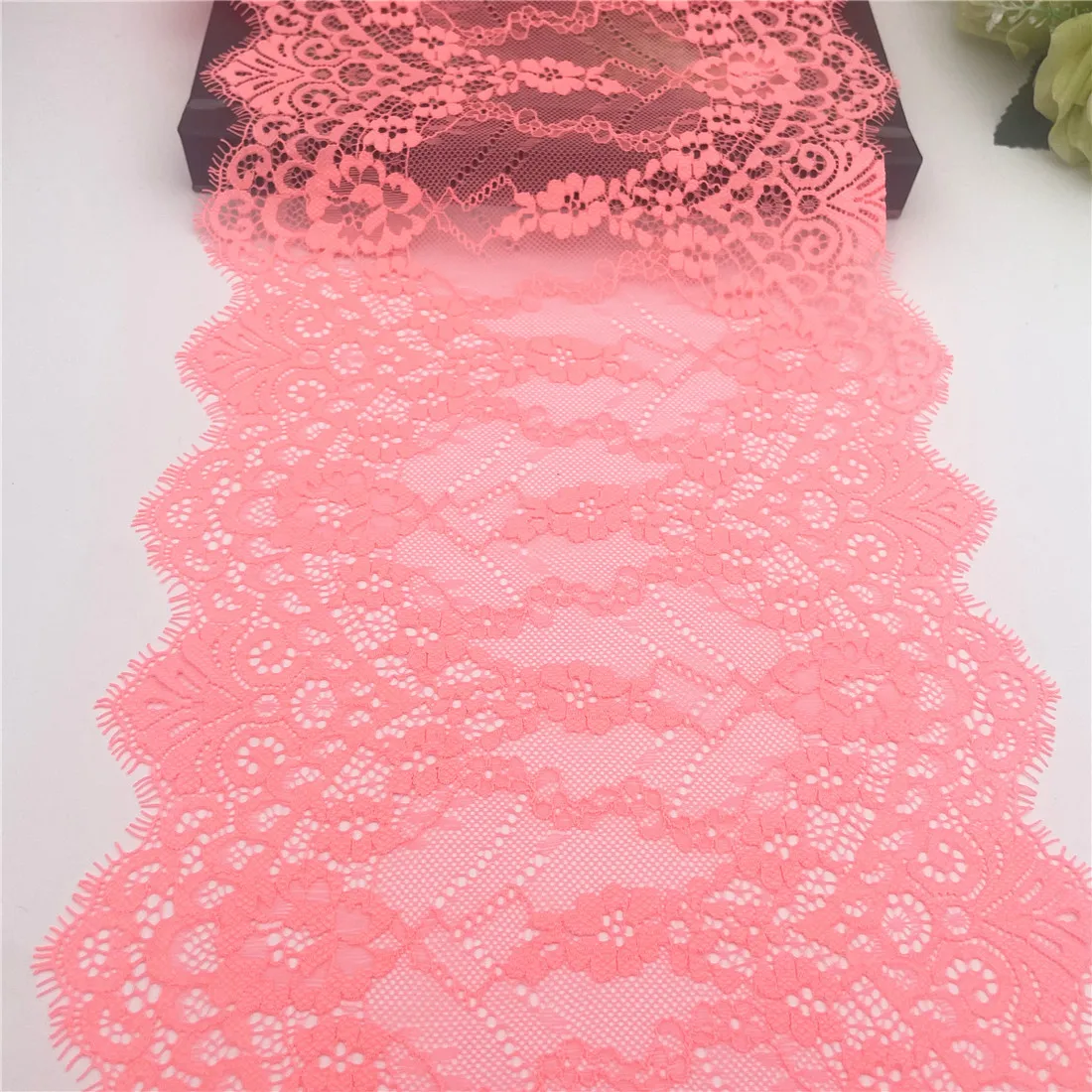 3M/Lot 1.5M/pc Width 9 3/4 inch (25cm) Non-Elastic Orange Eyelash Lace Trim Lingerie Sewing Craft DIY Apparel Fabric Accessory 4