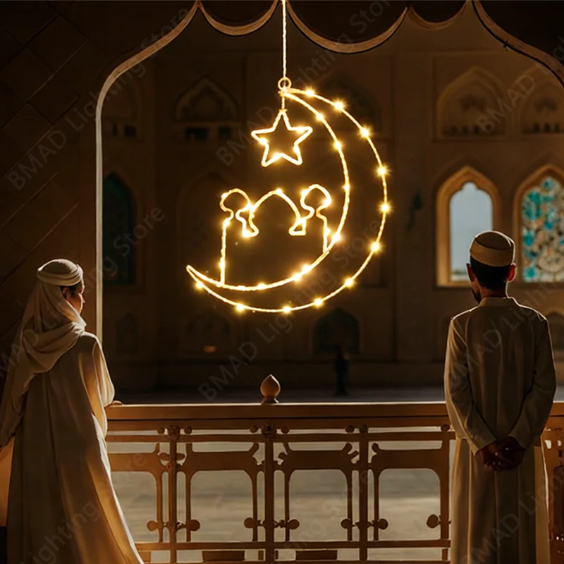  Ramadan Stars Moon Lamp Palace Window Decor Holiday Party Decoration Ambience Castle  Lighting Eid Mubarak Decoration