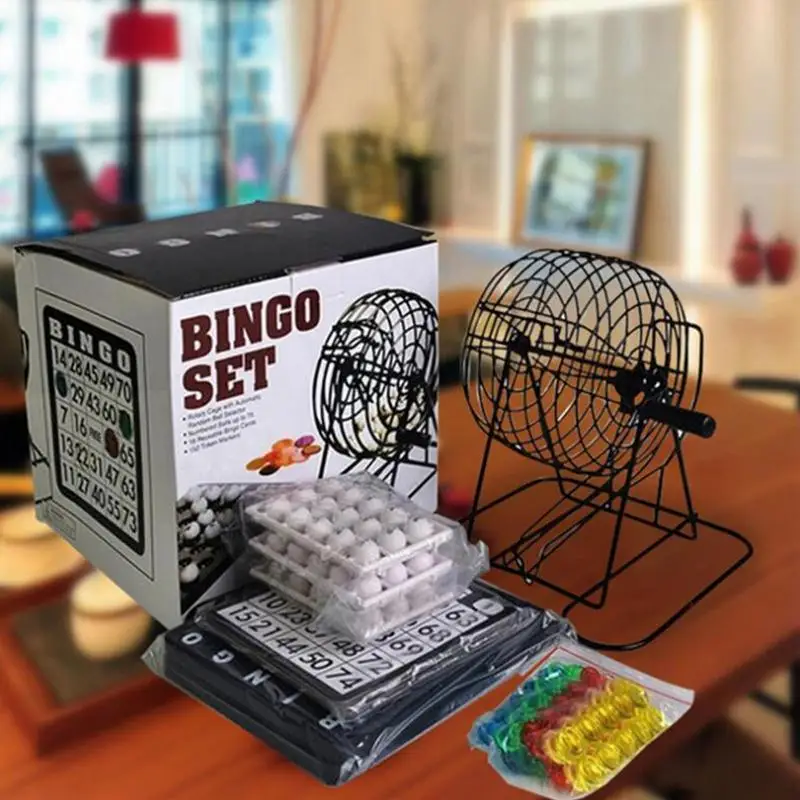 Bingo Game Set Bingo Lottery Machine Cage Lottery Adult Family Large Party Entertainment Tabletop Board Game Sweepstakes