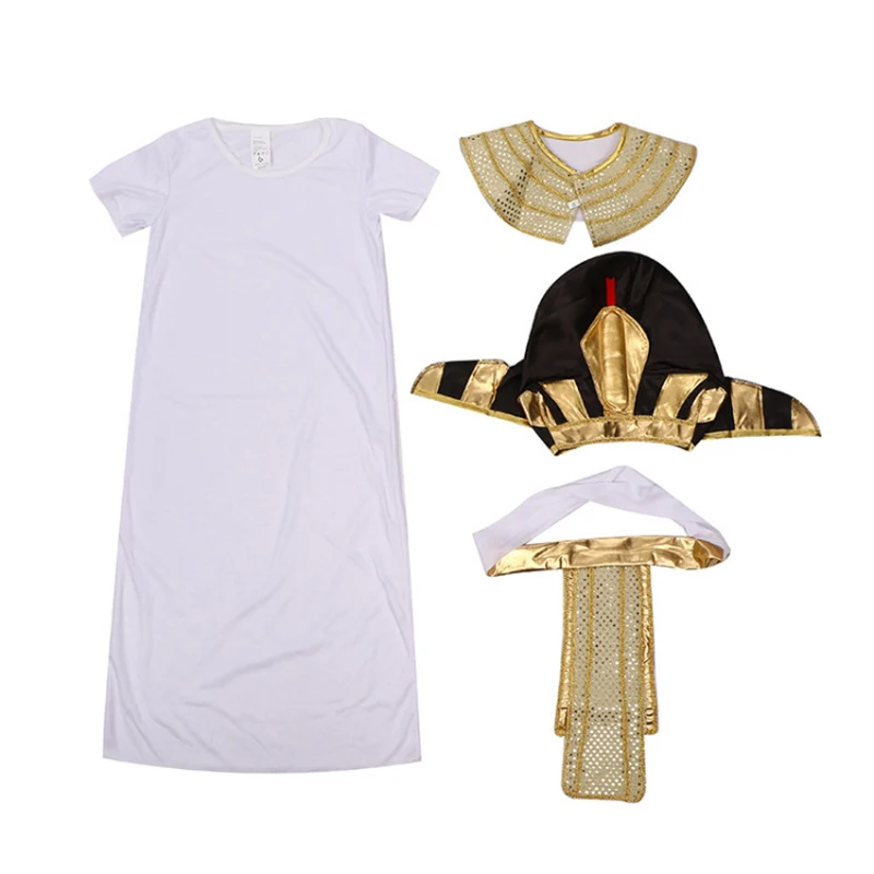 Kids Cosplay Costume Ancient Egyptian King Pharaoh for Halloween Ball Historical Theme Party