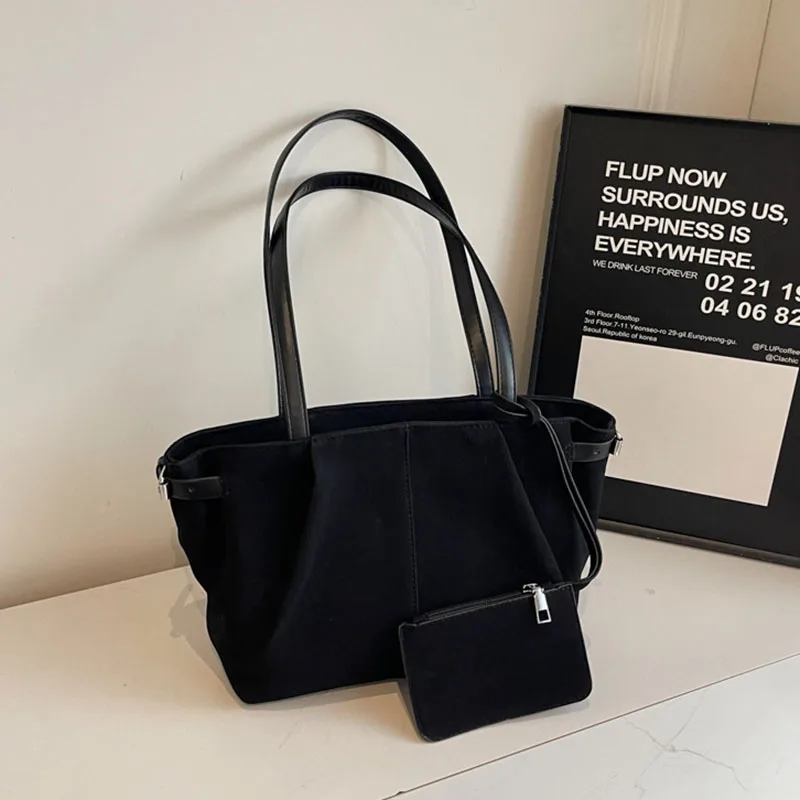 New Autumn Winter Suede Large Capacity Tote Bag Casual Commuting Pu Handbag Women'S Shoulder Bag