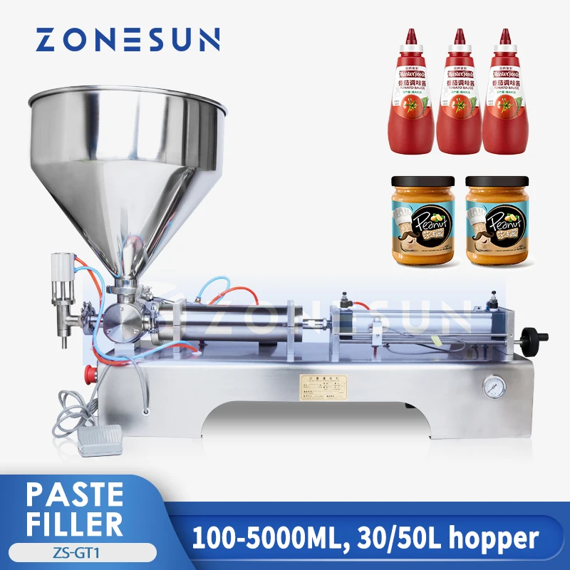 ZONESUN Pneumatic Filling Machine Volumetric Soft Drink Beverage Facial Cream Oil Water Juice Honey Liquid bottle Filler ZS-GT1