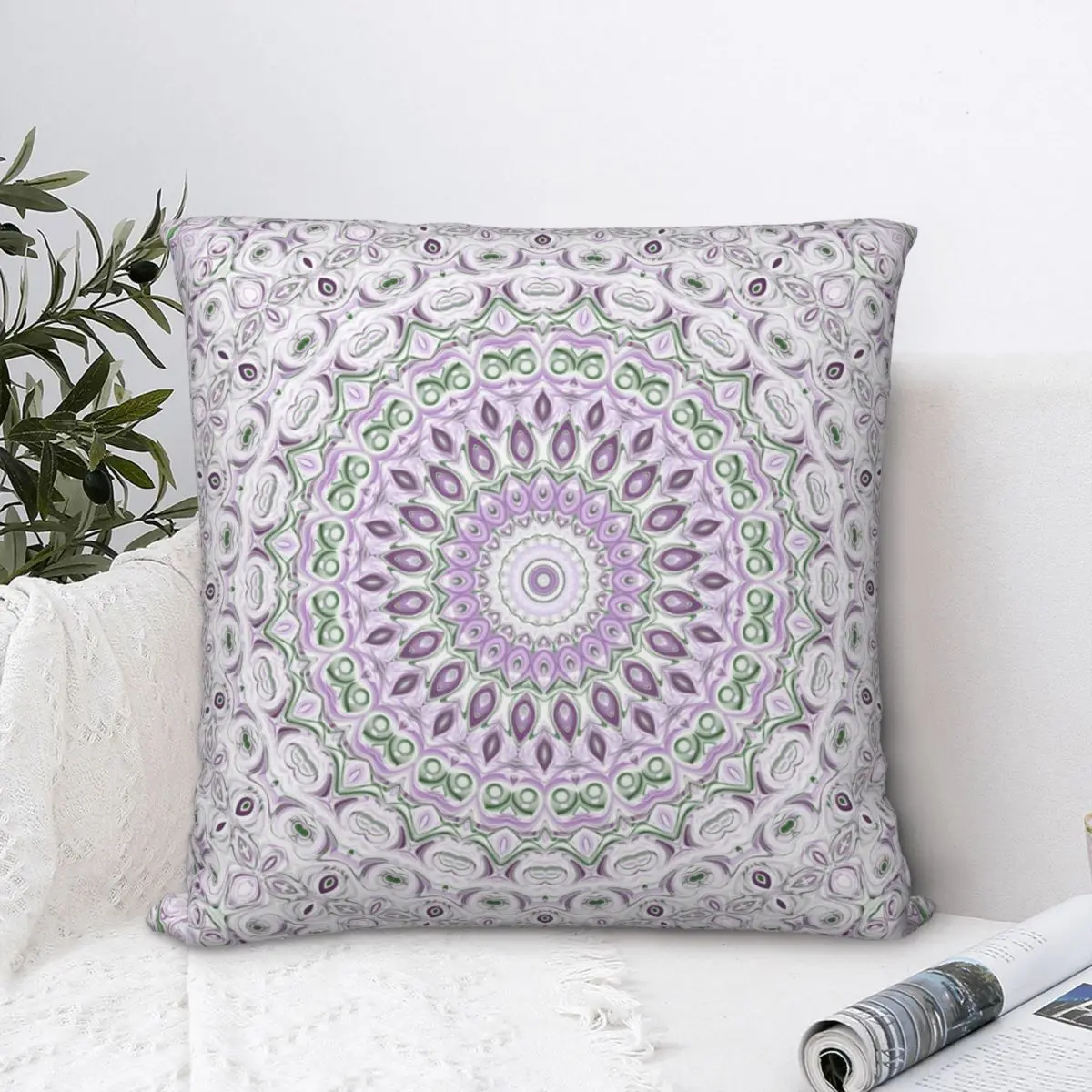 

Purple And Gray Medallion Pillowcase Printed Polyester Cushion Cover Decor Mandala Throw Pillow Case Cover Sofa Wholesale 18"