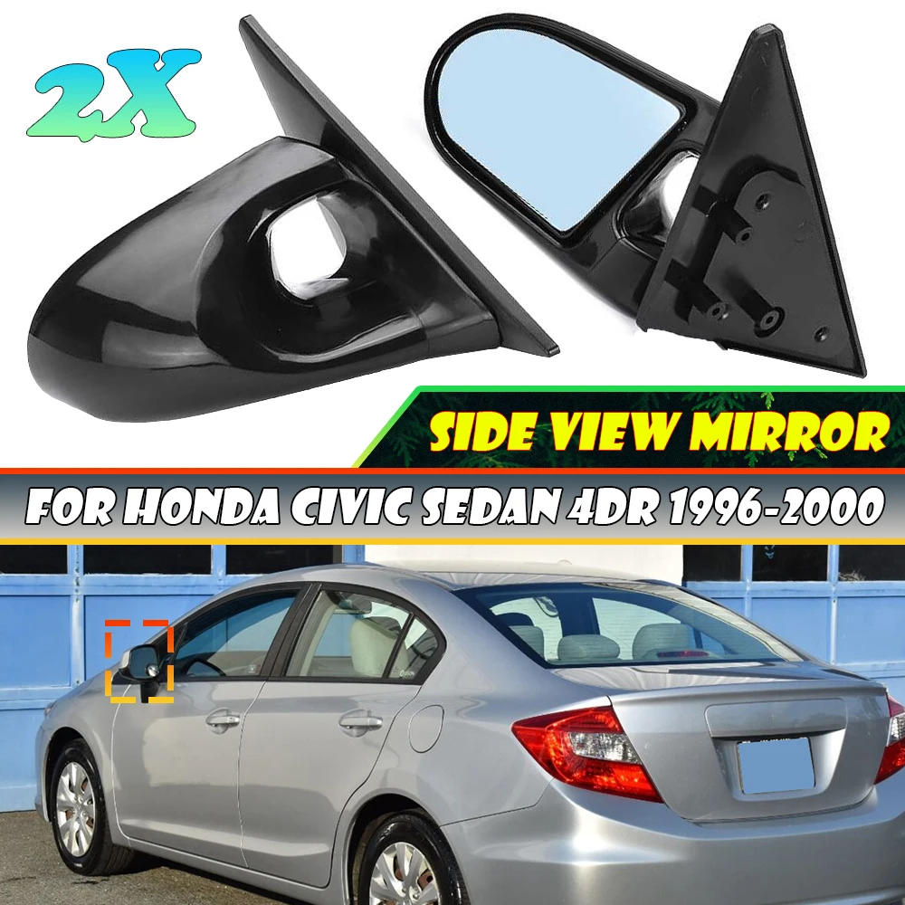 

New Pair Spoon Style Adjustable Car Manual Side View Rearview Mirror For Honda Civic Sedan 4Dr 1996 1997 1998 1999 2000