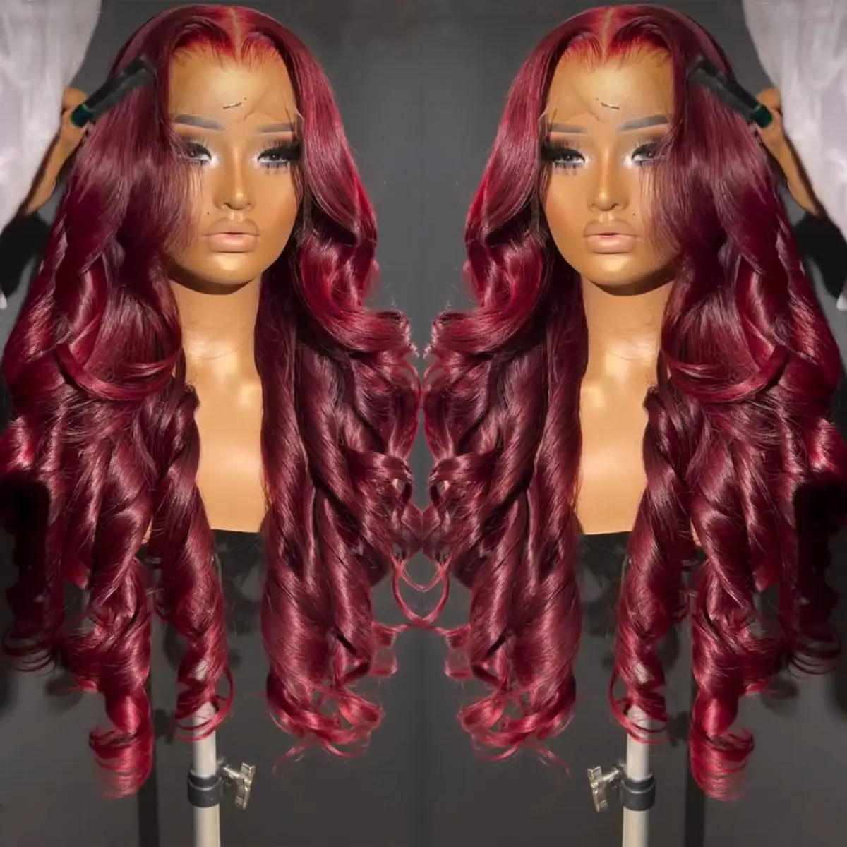 250% Density 28 Inch13x6 99j Burgundy Body Wave 13x6 Lace Front Wigs Human Hair Pre Plucked For Women With Baby Hair for Women