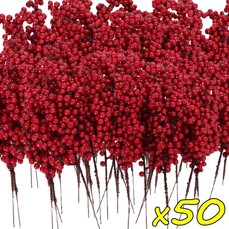Festive Red Berry Stem for Christmas and New Year Decor