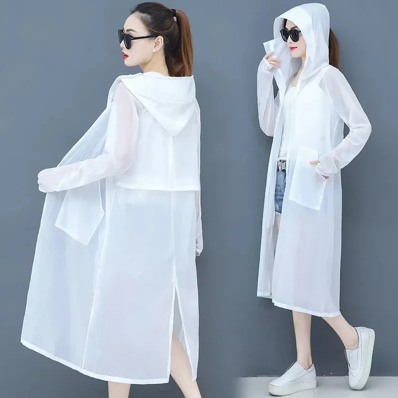 

Women's Long Sun Protection Clothing Summer Fashion Thin Anti Ultraviolet Long Outerwear Hooded Jacket Kimono Ladies Top 708