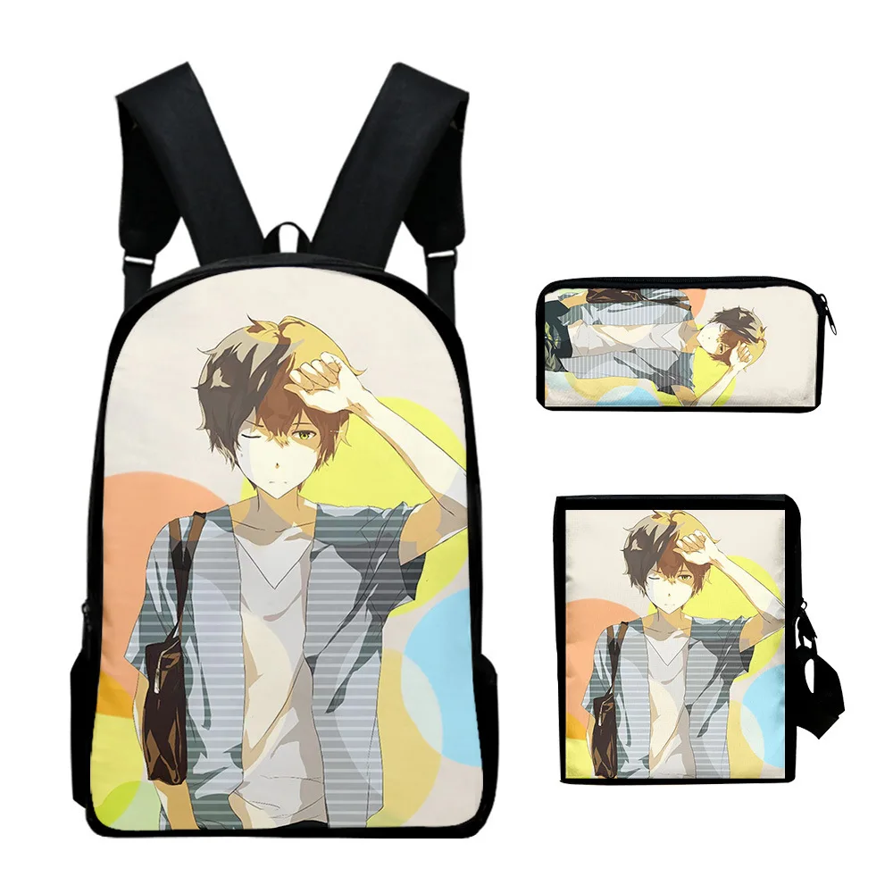 Classic Novelty Hyouka 3D Print 3pcs/Set pupil School Bags Laptop Daypack Backpack Inclined shoulder bag Pencil Case